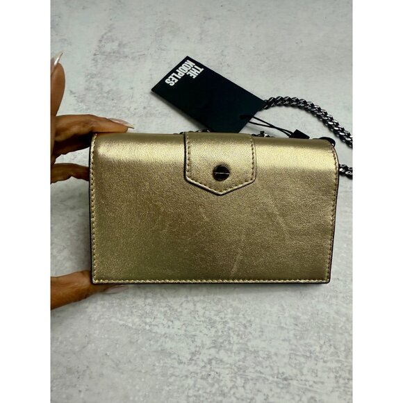NWT The Kooples Small Emily Champagne Gold Leather Clutch Wallet Chain Strap - Picture 4 of 10